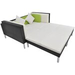 vidaXL Salon de jardin 4 Pièces avec coussins Résine tressée Noir