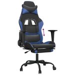 vidaXL Chaise de jeu avec repose-pied Noir et bleu Similicuir