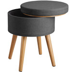 Tectake Tabouret avec coffre de rangement YARA aspect lin transformable - gris foncé