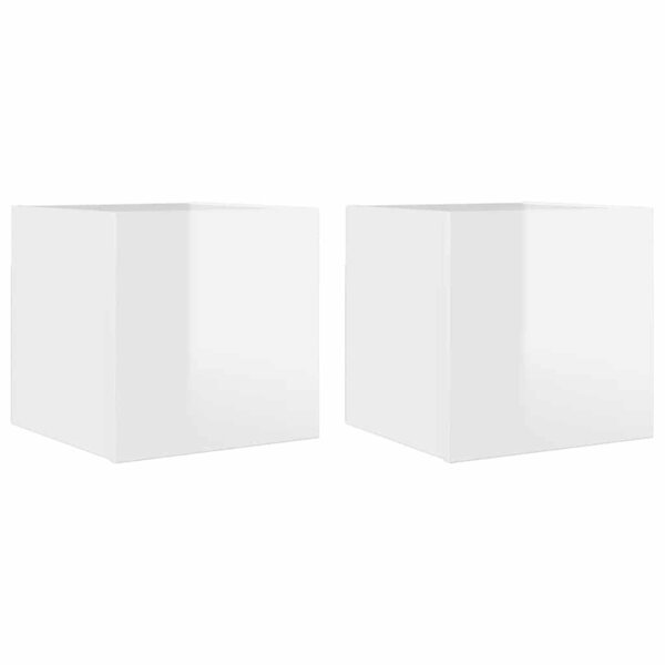 vidaXL Meubles TV muraux 2 Pièces Blanc brillant 30 5x30x30 cm