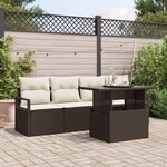 vidaXL Ensemble de canapé de jardin avec coussin 5 Pièces Marron et crème