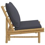 vidaXL Chaises de jardin lot de 2 avec coussins gris foncé bambou