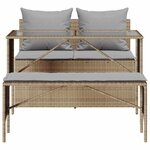 vidaXL Ensemble à manger de jardin et coussins 3 Pièces Beige poly rotin