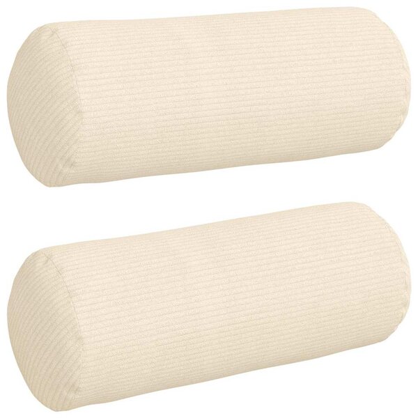 vidaXL Coussins d'accent 2 Pièces Crème Ø 15 x 40 cm