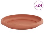 vidaXL Plateau à fleurs rond 24 Pièces Rouge brique Ø 14 x 2 cm Plastique