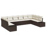 vidaXL Ensemble de canapé de jardin 10 Pièces Marron Poly rotin