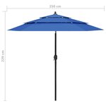 vidaXL Parasol à 3 niveaux avec mât en aluminium Bleu azuré 2 5 m