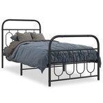 vidaXL Cadre de lit métal sans matelas avec pied de lit noir 90x190 cm