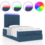 vidaXL Cadre de lit ottoman avec matelas bleu 120x200 cm tissu