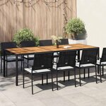 vidaXL Table de Jardin Noir polyrotin