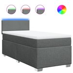 vidaXL Sommier à lattes de lit avec matelas Gris foncé 80x200 cm Tissu