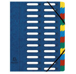 Trieur HARMONIKA à fenêtres et élastiques carte lustrée 24 comp. Bleu x 4 EXACOMPTA