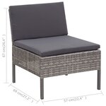 vidaXL Salon de jardin 5 Pièces avec coussins Résine tressée Gris