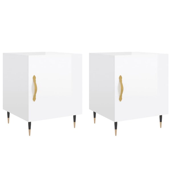 vidaXL Tables de chevet 2 Pièces blanc brillant 40x40x50 cm