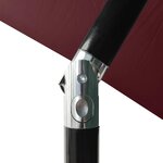 vidaXL Parasol de jardin avec LED et mât en acier rouge bordeaux 2x3 m
