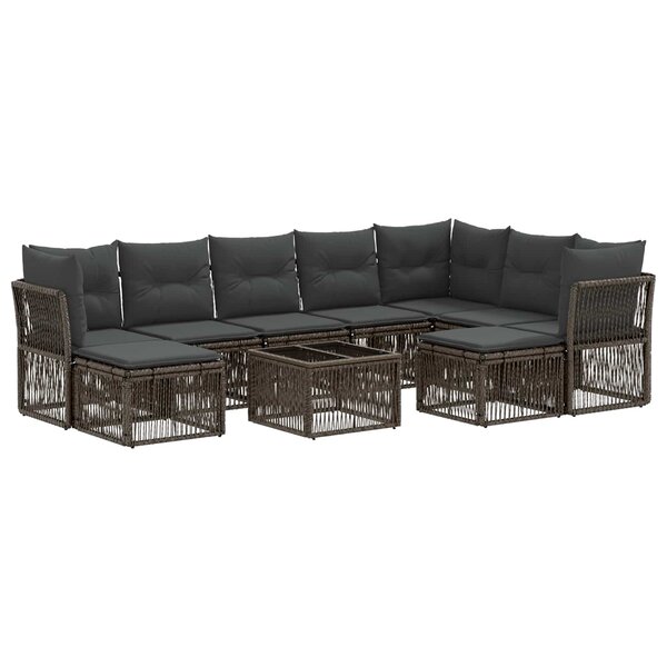 vidaXL Ensemble de canapé de jardin 10 Pièces Gris polyrotin