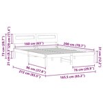 vidaXL Cadre de lit Marron cire 160 x 200 cm Bois massif en pin