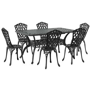 vidaXL Ensemble de salle à manger pour jardin 7 Pièces Noir Aluminium