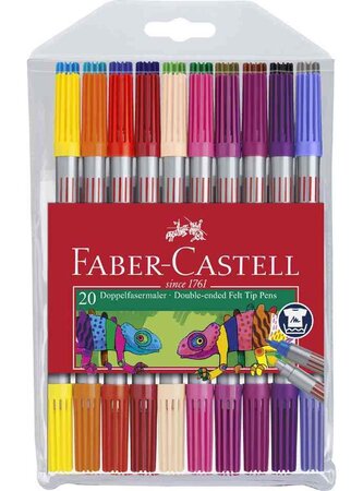 Pochette de 20 feutres double pointes de couleurs assorties FABER-CASTELL