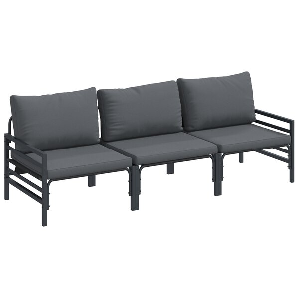vidaXL Ensemble de canapé de jardin 3 Pièces Anthracite Acier