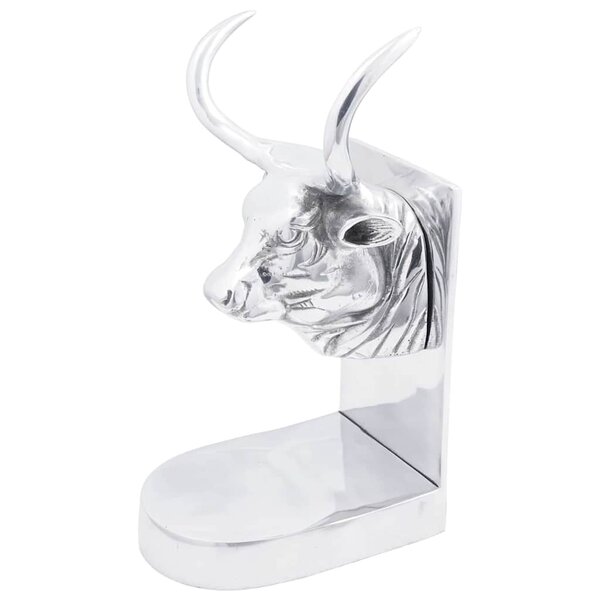 Serre-livres vidaXL 2 Pièces Argent 17x15x27 cm Aluminium Bull