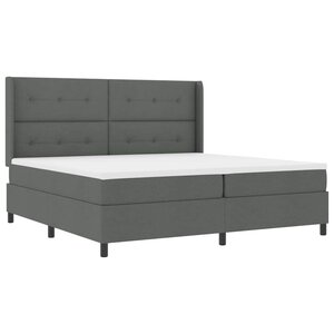 vidaXL Lit à ressorts avec matelas Gris foncé 200 x 200 cm tissu