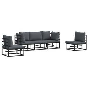 vidaXL Ensemble de canapé de jardin 5 Pièces Noir 213 x 71.5 x 71 cm