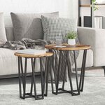 vidaXL Ensemble de tables d'appoint 2 Pièces Bois ancien et noir