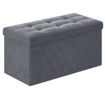 Banc de rangement pouf en velours avec couvercle avec 2 boîtes séparateur amovible capacité de charge 300 kg pour couloir salon chambre gris 12_0004157
