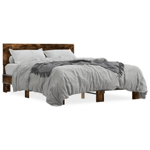 vidaXL Cadre de lit sans matelas chêne fumé 135x190 cm