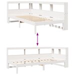 vidaXL Lit bibliothèque sans matelas blanc 90x190cm bois de pin massif