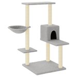 vidaXL Arbre à chat avec griffoirs en sisal Gris clair 95 cm