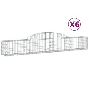 vidaXL Paniers à gabions arqués 6 Pièces 300x30x40/60 cm fer galvanisé