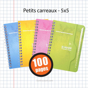 Carnet répertoire spirale 90x140 petits carreaux 5x5 100p calligraphe