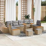 vidaXL Ensemble de canapé de jardin 10 Pièces Beige Poly rotin