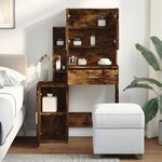 vidaXL Coiffeuse avec armoire chêne fumé 80x35x132 cm
