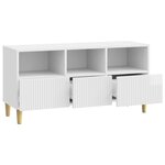 vidaXL Meuble TV Blanc brillant 102 x 34 5 x 50 cm Bois d'ingénierie