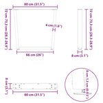 vidaXL Pieds de table à manger en forme de V 2 pièces Acier naturel 80 x (72-73 3) cm Acier