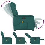vidaXL Fauteuil inclinable de massage électrique Vert foncé Tissu
