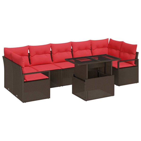 vidaXL Ensemble de canapé de jardin 8 Pièces Marron Poly rotin