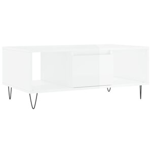 vidaXL Table basse Blanc brillant 90x50x36 5 cm Bois d'ingénierie