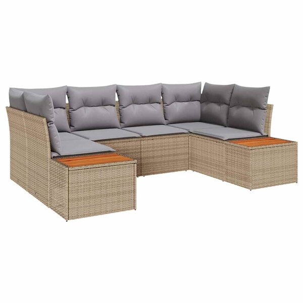 vidaXL Ensemble de canapé de jardin 6 Pièces Beige Poly rotin
