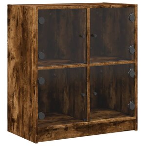 vidaXL Armoire latérale avec portes en verre chêne fumé 68x37x75 5 cm