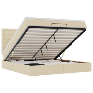VidaXL Cadre de lit ottoman avec matelas crème 160x200 cm tissu