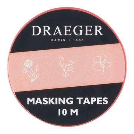 Masking Tape 10 M - Fleurs - Corail - Draeger paris