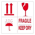 Étiquette d'expédition fragile - keep dry (lot de 500) (lot de 2)