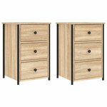 vidaXL Tables de chevet 2 Pièces chêne sonoma 40x36x60 cm bois ingénierie