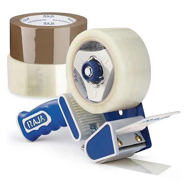 Pack dévidoir + 6 adhésifs polypropylène silencieux 35 microns raja havane 50 mm x 66 m (lot de 6)