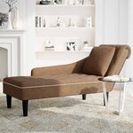 vidaXL Fauteuil long avec coussin et accoudoir droit marron similicuir