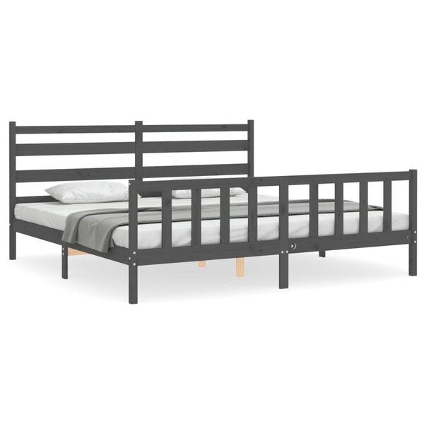 vidaXL Cadre de lit sans matelas gris 200x200 cm bois massif de pin